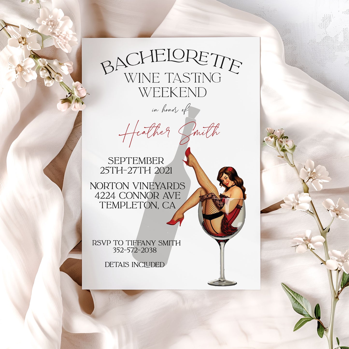 Bachelorette Wine Tasting Weekend Bridal Shower Invitation