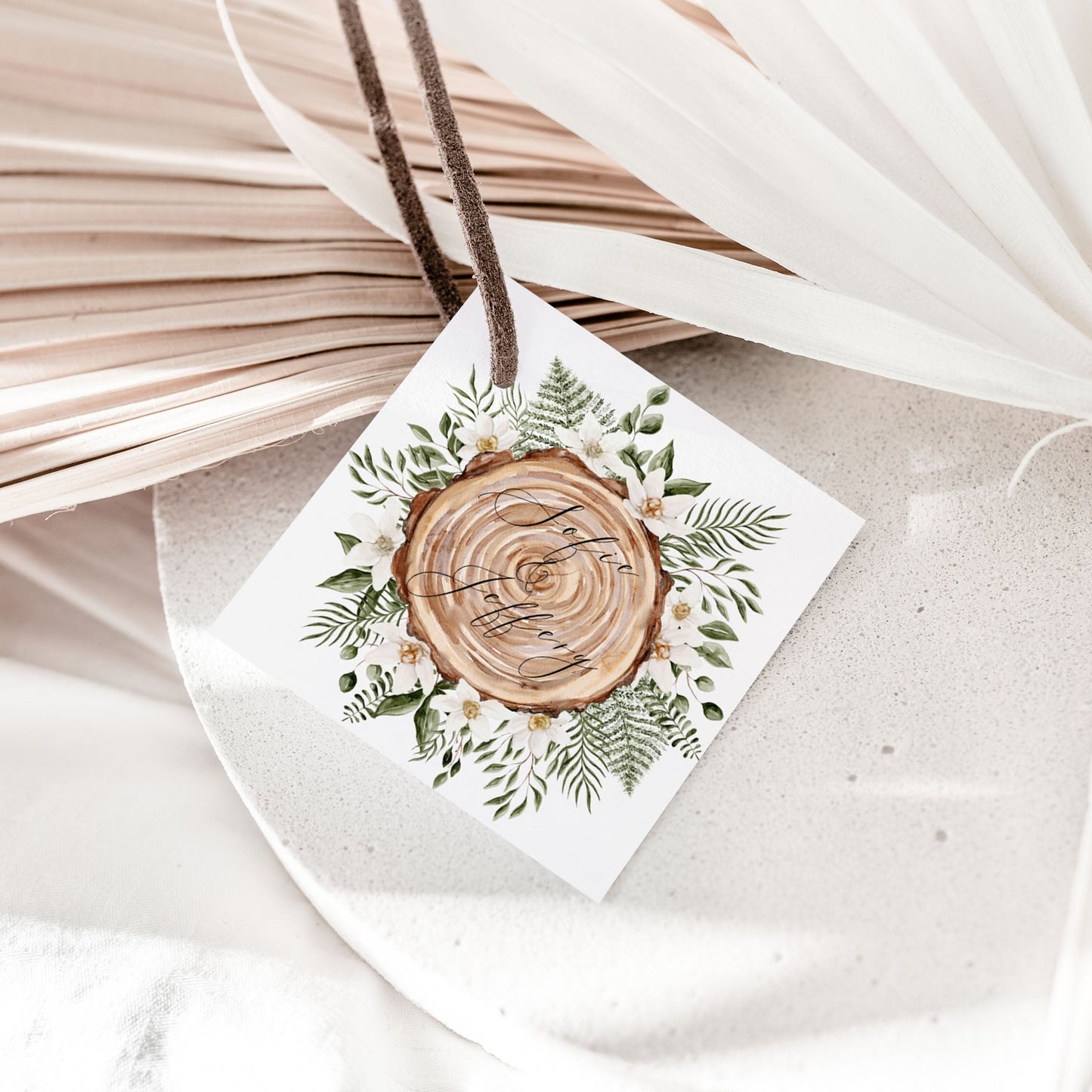 Woodland Wood slice Square 2.5" Gift Tags