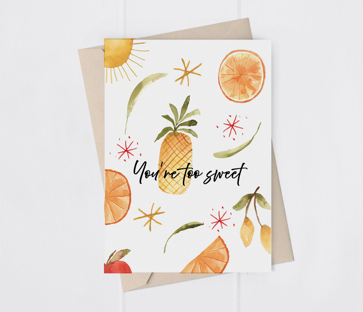 You're too Sweet Pineapple Thank You Greeting Card