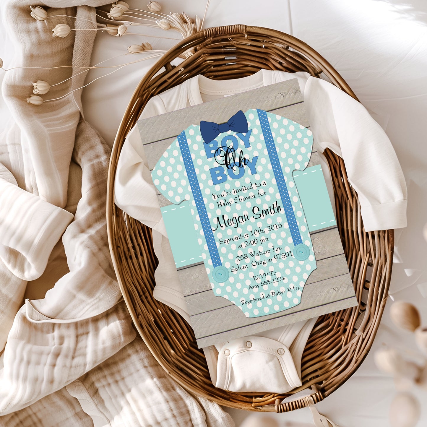 Boy oh Boy Rustic Baby Shower Invitation