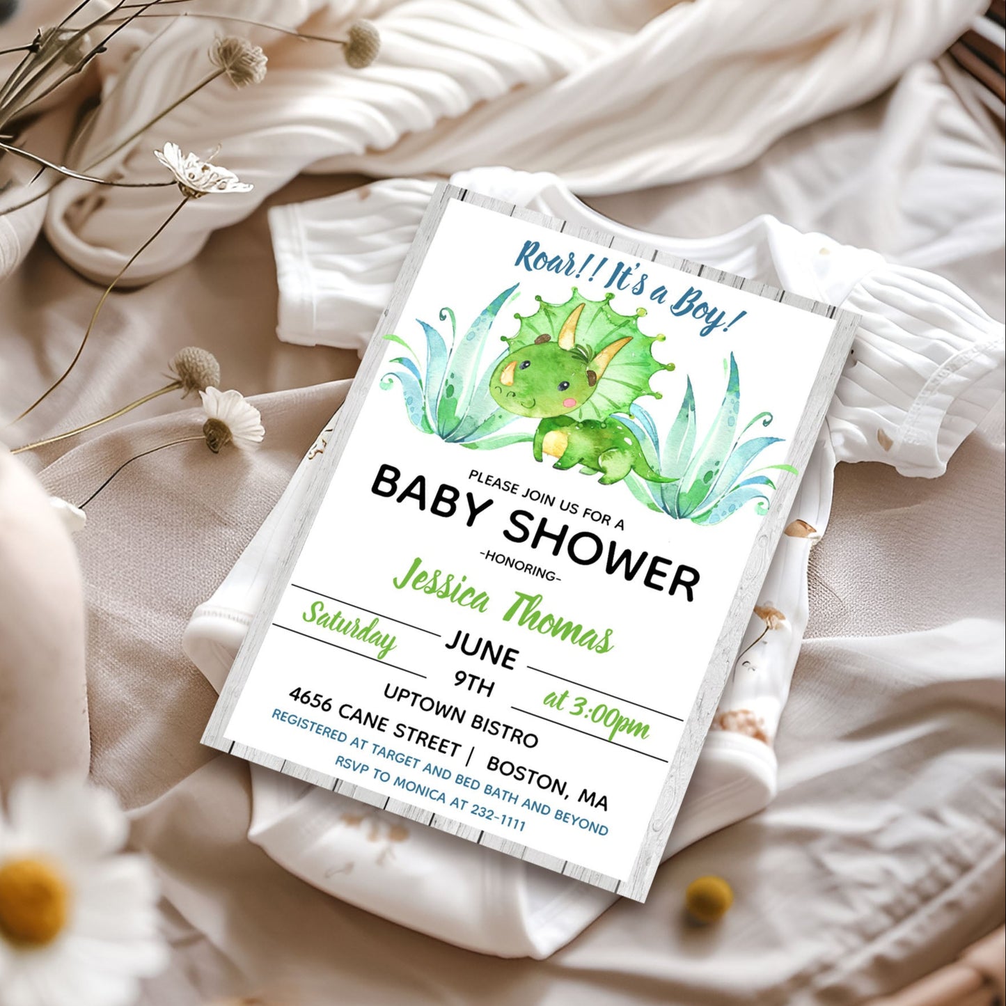 Dinosaur Baby Shower Invitation