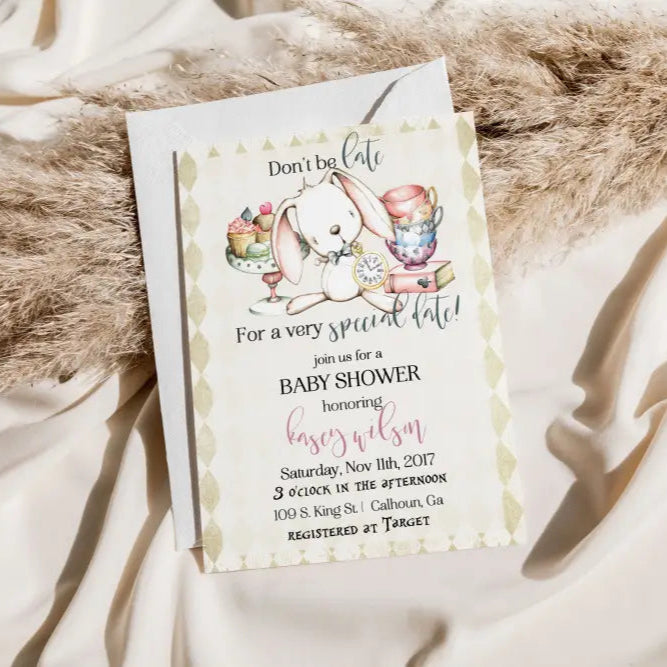 Alice in Wonderland Baby Shower Invitation - Premium from Sugar and Spice Invitations - Just $1.95! Shop now at Sugar and Spice Paper