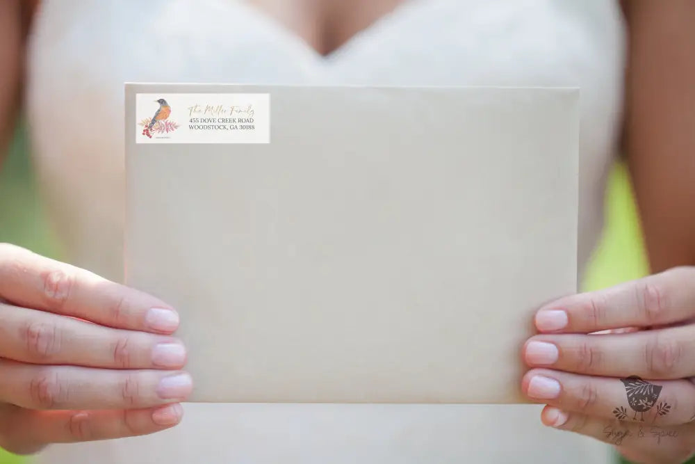 American Robin Bird Return Address Sticker - Premium  from Sugar and Spice Invitations - Just $23! Shop now at Sugar and Spice Paper
