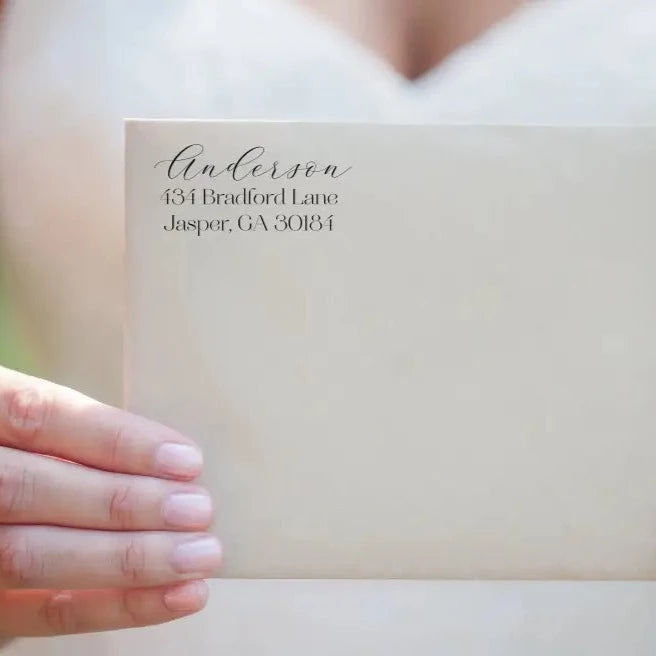 Anderson Elegant Wedding Address Stamp - Premium Craft Supplies & Tools > Stamps & Seals > Stamps from Sugar and Spice Invitations - Just $38! Shop now at Sugar and Spice Paper