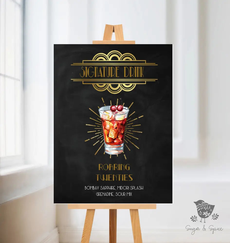 Art Deco Signature Drink Sign - Premium from Sugar and Spice Invitations - Just $25! Shop now at Sugar and Spice Paper