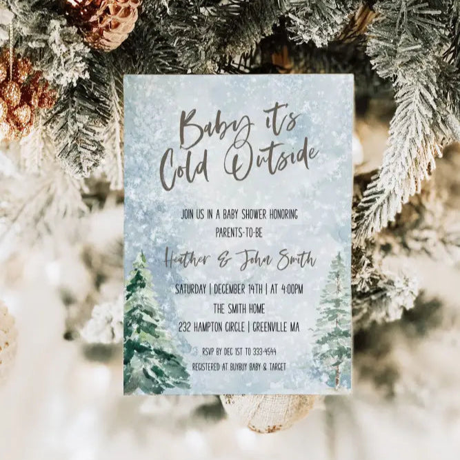 Baby it's Cold Outside Baby Shower Invitation - Premium from Sugar and Spice Invitations - Just $1.95! Shop now at Sugar and Spice Paper