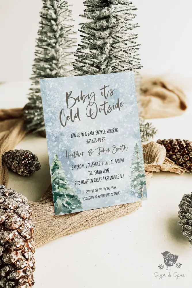 Baby it's Cold Outside Baby Shower Invitation - Premium from Sugar and Spice Invitations - Just $1.95! Shop now at Sugar and Spice Paper
