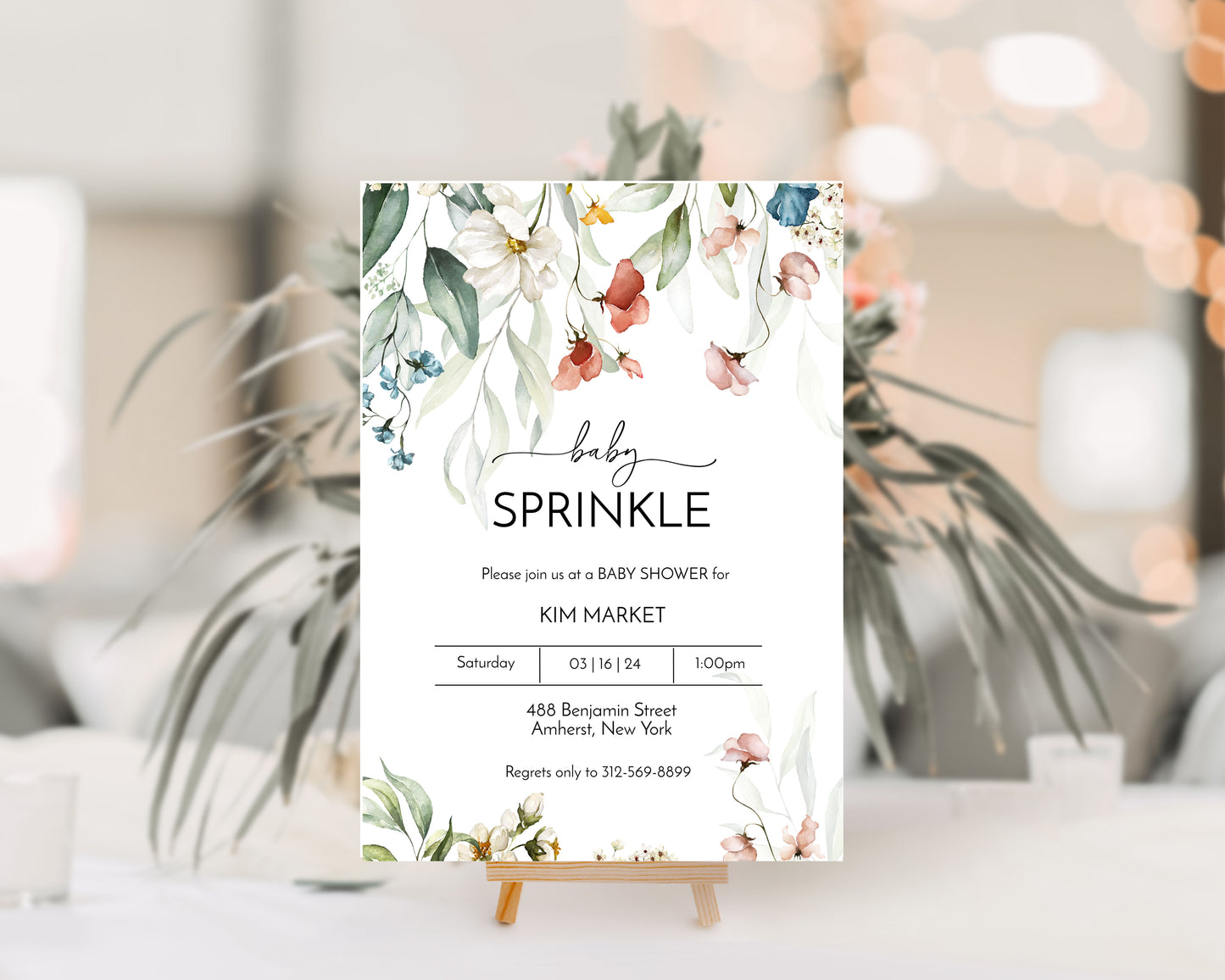 Watercolor Wildflower Baby Shower Invitation