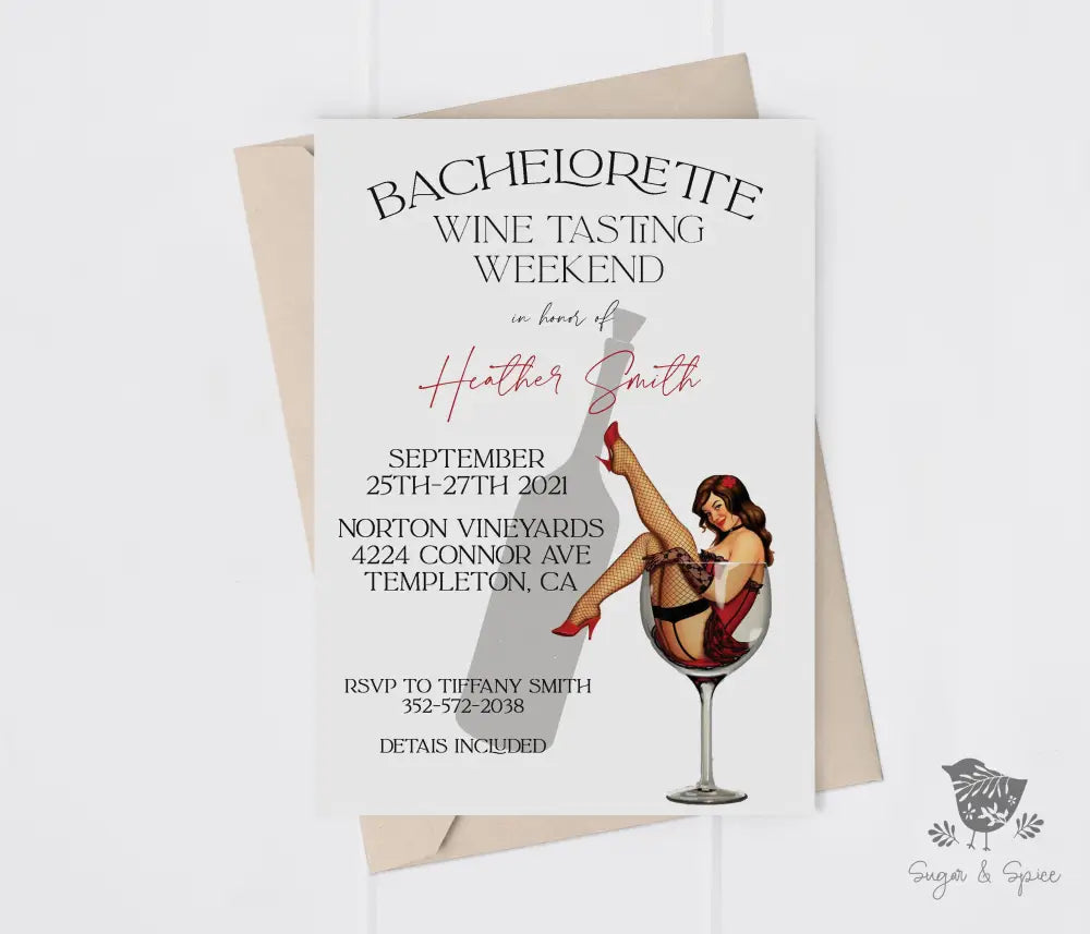 Bachelorette Wine Tasting Weekend Bridal Shower Invitation - Premium from Sugar and Spice Invitations - Just $1.95! Shop now at Sugar and Spice Paper