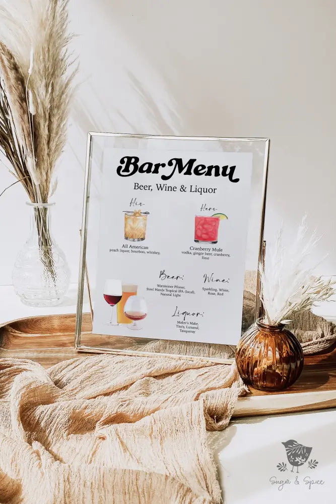 Bar Menu Retro Wording Signature Drink Sign - Premium from Sugar and Spice Invitations - Just $25! Shop now at Sugar and Spice Paper