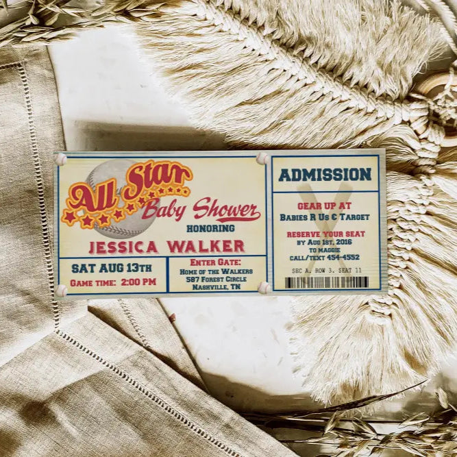 Baseball Game Ticket Baby Shower Invitation - Premium from Sugar and Spice Invitations - Just $1.95! Shop now at Sugar and Spice Paper