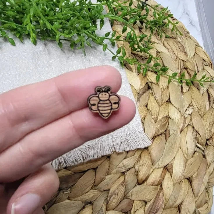 Bee Wood Stud Earrings - Premium from Sugar and Spice Invitations - Just $6! Shop now at Sugar and Spice Paper