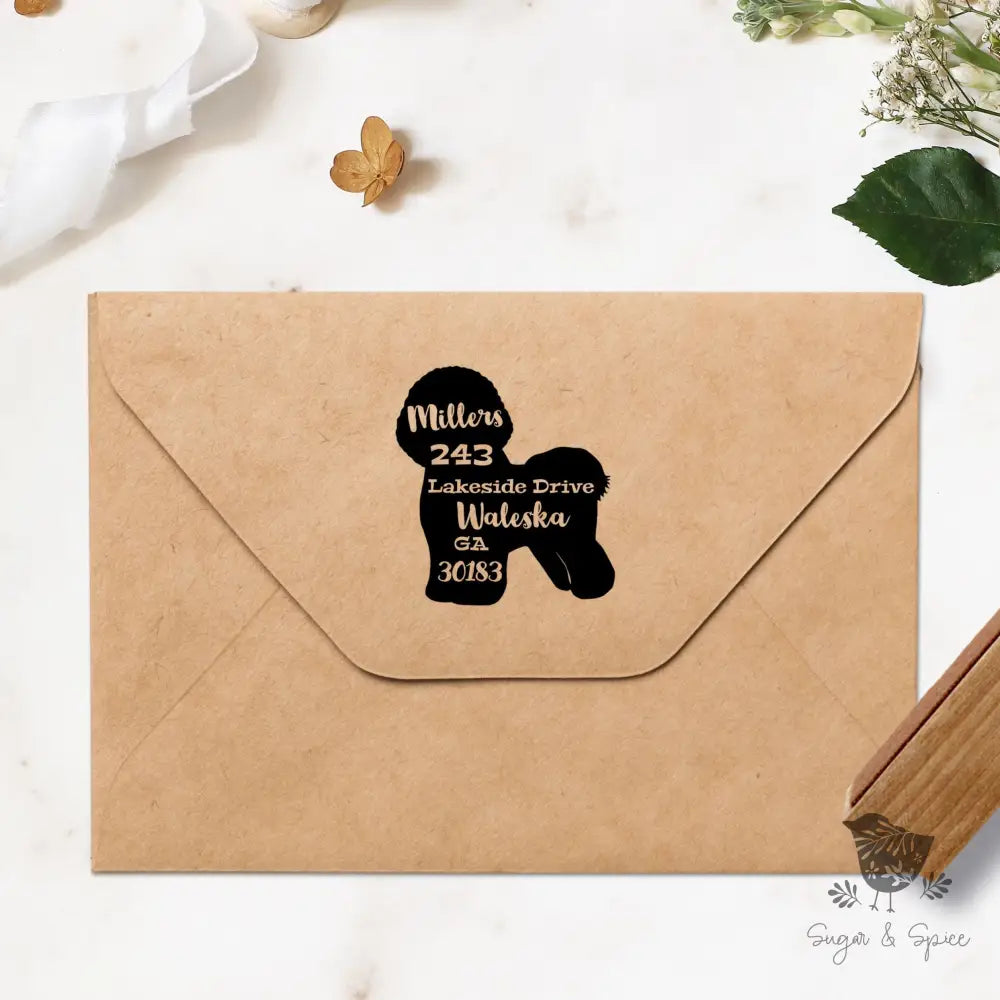 Bichon Frise Dog Address Stamp Self Inking - Premium Craft Supplies & Tools > Stamps & Seals > Stamps from Sugar and Spice Invitations - Just $40! Shop now at Sugar and Spice Paper