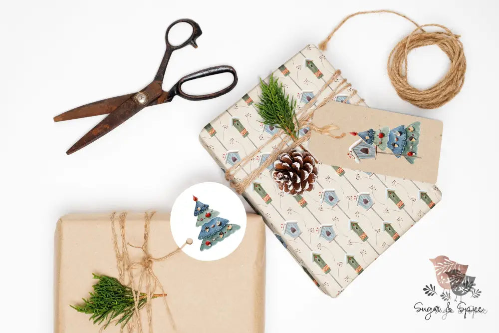 Birdhouse Christmas Wrapping Paper - Premium Craft Supplies & Tools > Party & Gifting > Packaging & Wrapping from Sugar and Spice Invitations - Just $26.10! Shop now at Sugar and Spice Paper