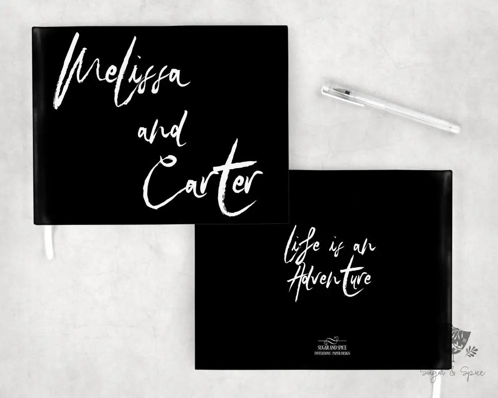 Black and White Chalk Wedding Guest Book - Premium from Sugar and Spice - Just $55! Shop now at Sugar and Spice Paper