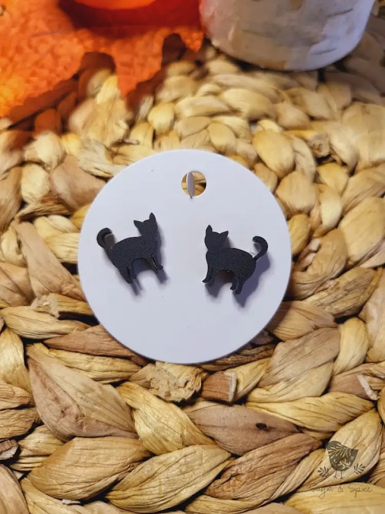 Black Cat Acrylic Halloween Stud Earrings - Premium from Sugar and Spice Invitations - Just $6! Shop now at Sugar and Spice Paper