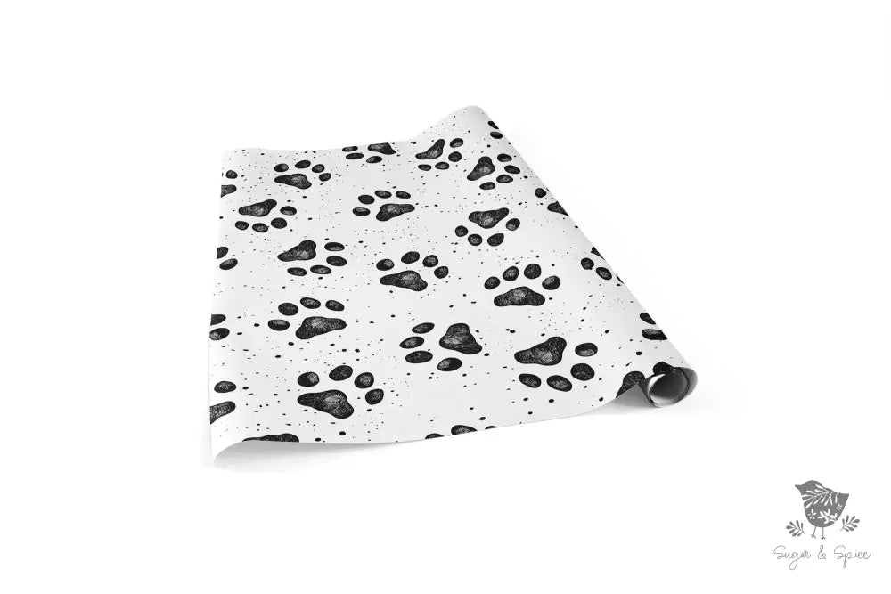 Black Dog Paw Wrapping Paper - Premium Craft Supplies & Tools > Party & Gifting > Packaging & Wrapping from Sugar and Spice Invitations - Just $26.10! Shop now at Sugar and Spice Paper