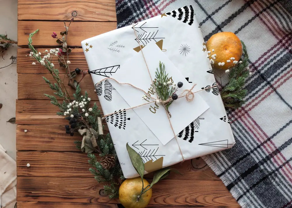 Black & Gold Trees Holiday Wrapping Paper - Premium Craft Supplies & Tools > Party & Gifting > Packaging & Wrapping from Sugar and Spice Invitations - Just $26.10! Shop now at Sugar and Spice Paper