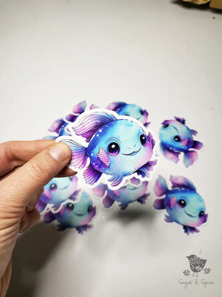 Blue Fantasy Fish Waterproof Stickers - Premium from Sugar and Spice Invitations - Just $3! Shop now at Sugar and Spice Paper