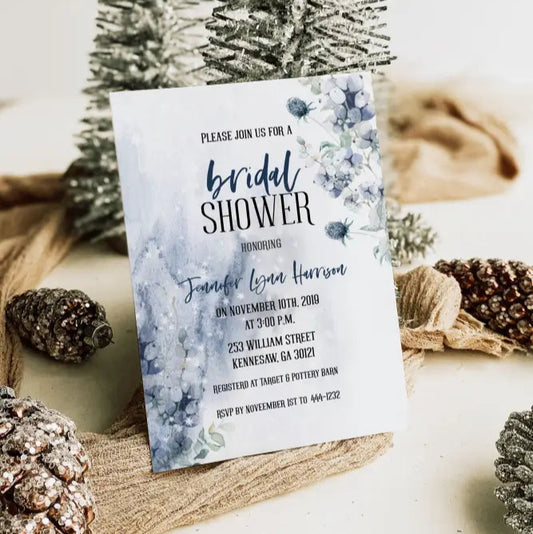 Blue Floral Bridal Shower Invitation - Premium  from Sugar and Spice Invitations - Just $1.95! Shop now at Sugar and Spice Paper