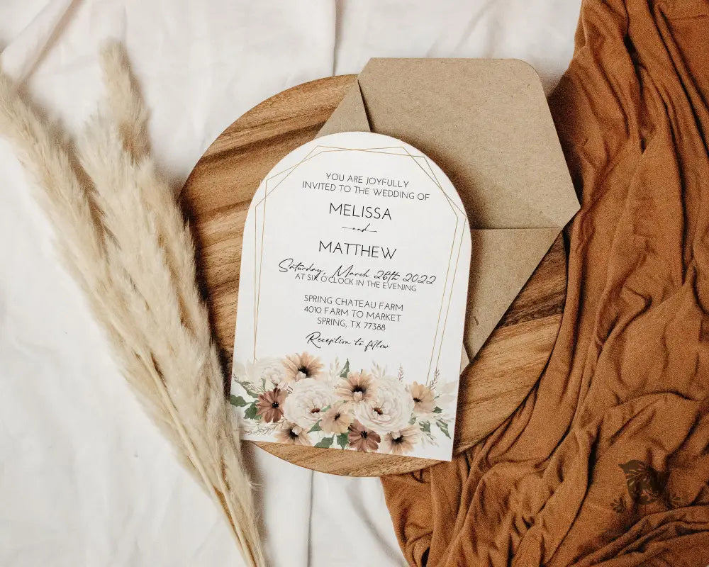 Boho Floral Arch Wedding Invitation - Premium from Sugar and Spice Invitations - Just $2.50! Shop now at Sugar and Spice Paper