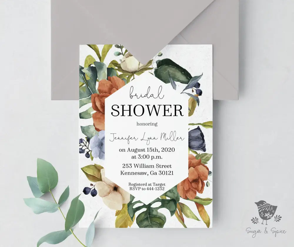 Botanical Floral Bridal Shower Invitation - Premium from Sugar and Spice Invitations - Just $1.95! Shop now at Sugar and Spice Paper