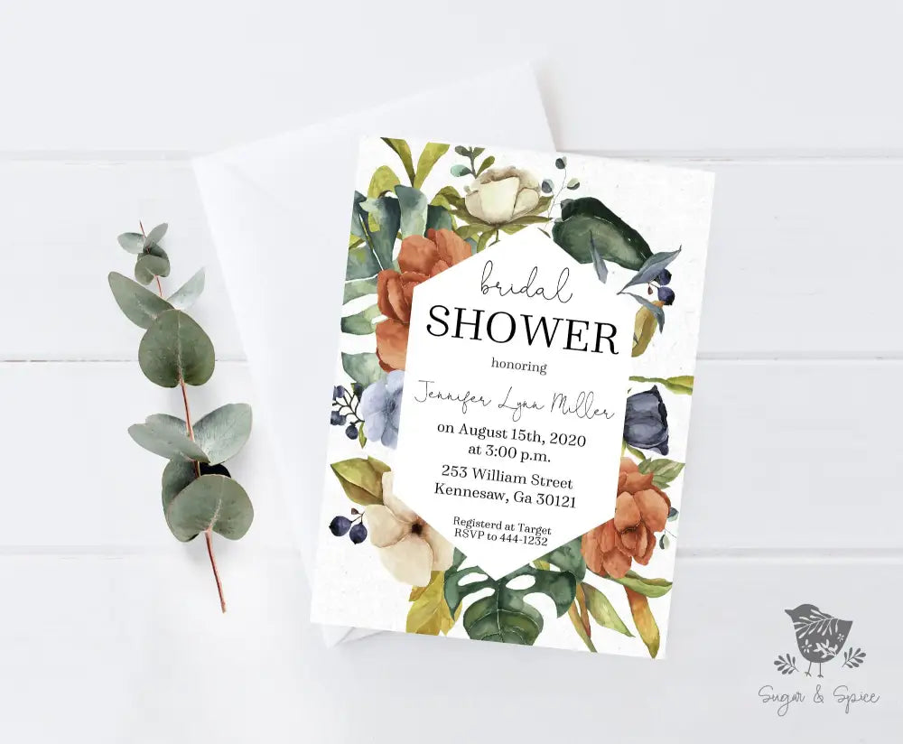 Botanical Floral Bridal Shower Invitation - Premium from Sugar and Spice Invitations - Just $1.95! Shop now at Sugar and Spice Paper