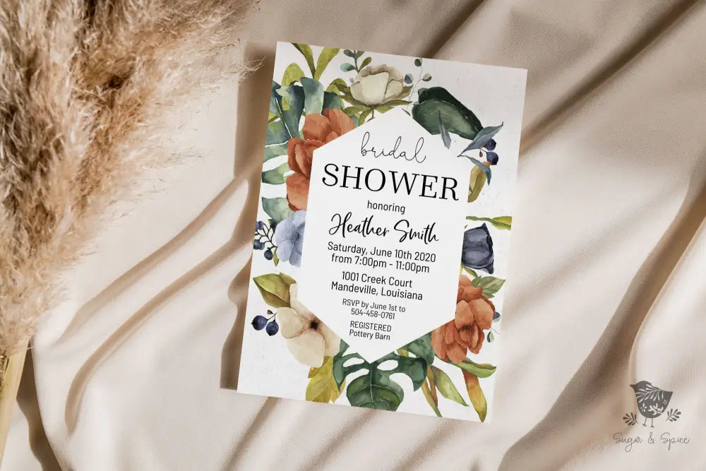 Botanical Floral Bridal Shower Invitation - Premium from Sugar and Spice Invitations - Just $1.95! Shop now at Sugar and Spice Paper
