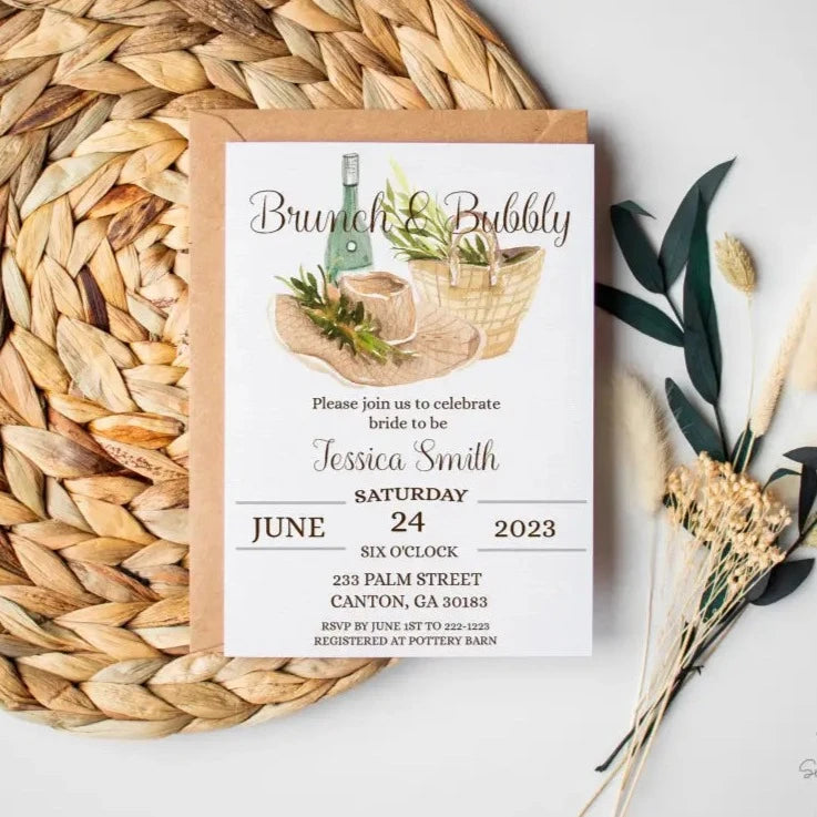 Brunch and Bubbly Picnic Bridal Shower Invitation - Premium  from Sugar and Spice Invitations - Just $1.95! Shop now at Sugar and Spice Paper