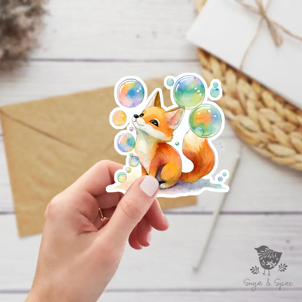Bubble Fox Waterproof Stickers - Premium from Sugar and Spice Invitations - Just $3! Shop now at Sugar and Spice Paper