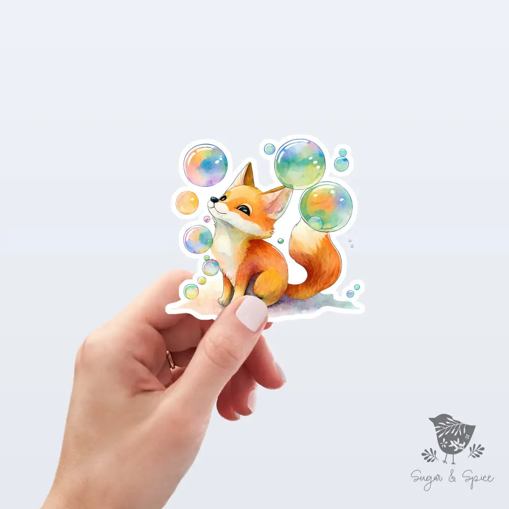 Bubble Fox Waterproof Stickers - Premium from Sugar and Spice Invitations - Just $3! Shop now at Sugar and Spice Paper