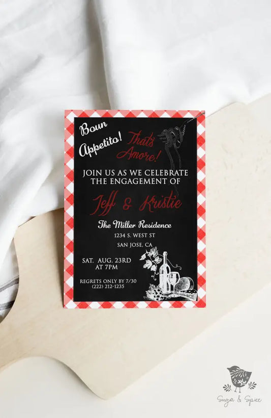 Buon Appetito! Italian Engagement Invitation - Premium  from Sugar and Spice Invitations - Just $1.95! Shop now at Sugar and Spice Paper