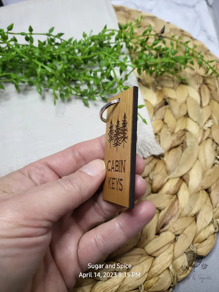 Cabin Wood KeyChain - Premium  from Sugar and Spice Paper & Gift - Just $12! Shop now at Sugar and Spice Paper