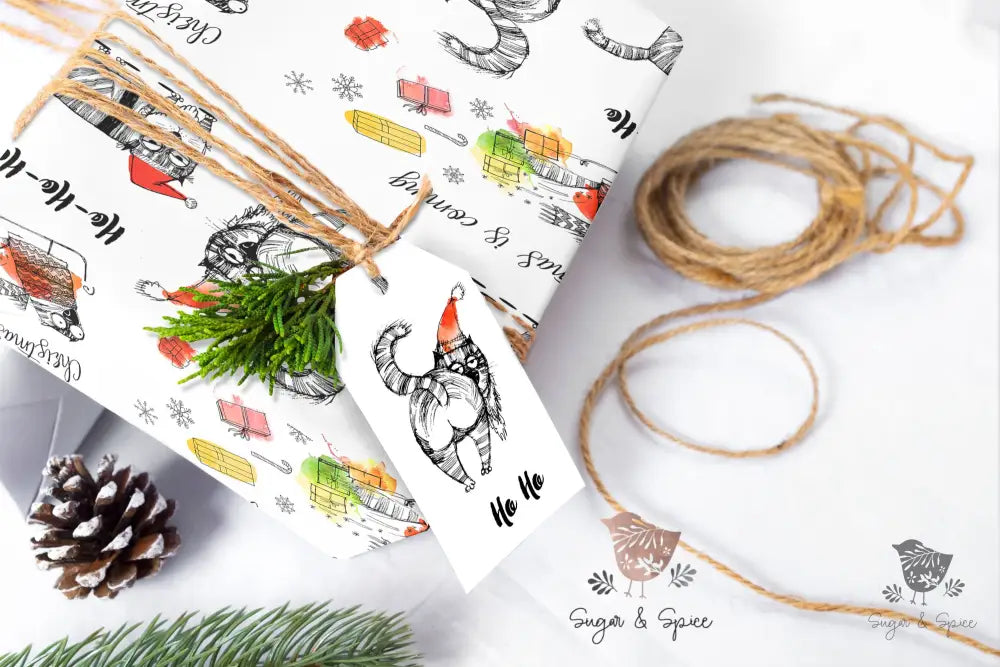 Cat Butt Christamas Wrapping Paper - Premium Craft Supplies & Tools > Party & Gifting > Packaging & Wrapping from Sugar and Spice Invitations - Just $26.10! Shop now at Sugar and Spice Paper