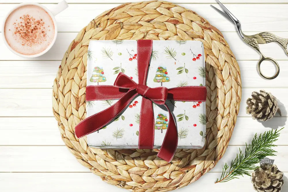 Christmas Tree Berries Holiday Wrapping Paper - Premium Craft Supplies & Tools > Party & Gifting > Packaging & Wrapping from Sugar and Spice Invitations - Just $26.10! Shop now at Sugar and Spice Paper