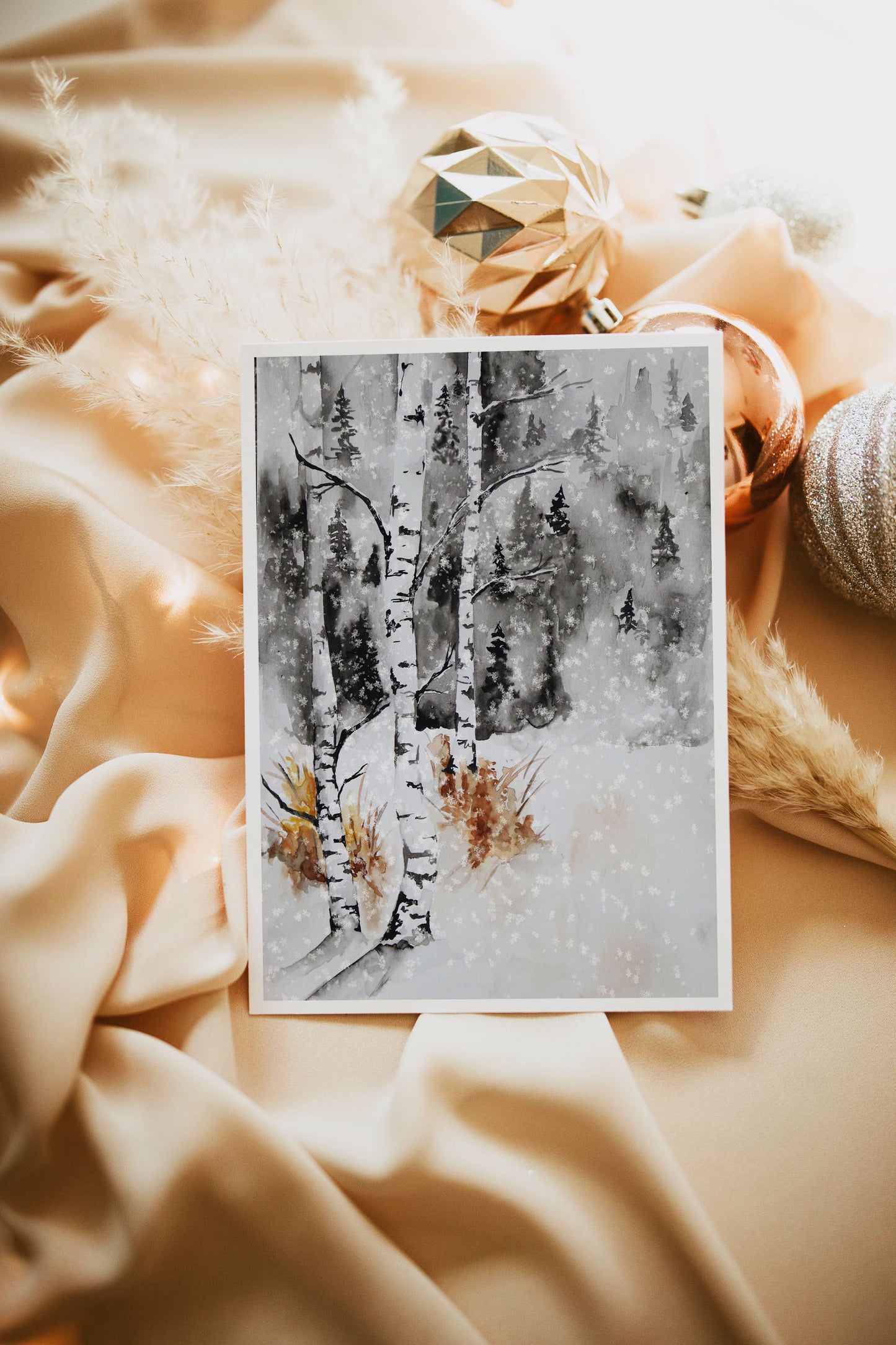 Winter Scene Birch Tree Greeting Card
