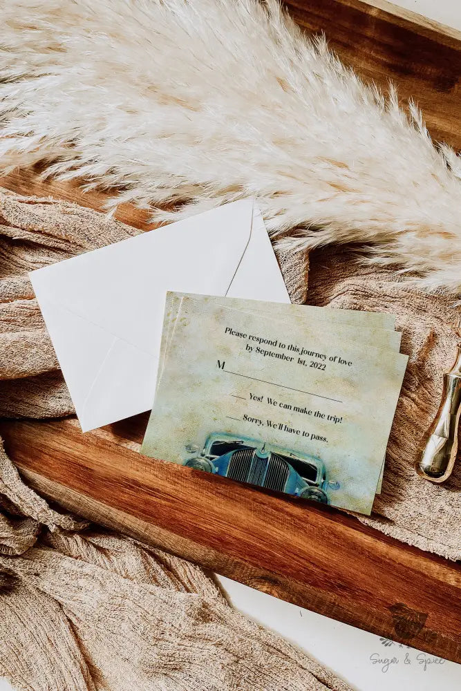 Classic Car Vintage Wedding Invitation - Premium from Sugar and Spice Invitations - Just $2.15! Shop now at Sugar and Spice Paper