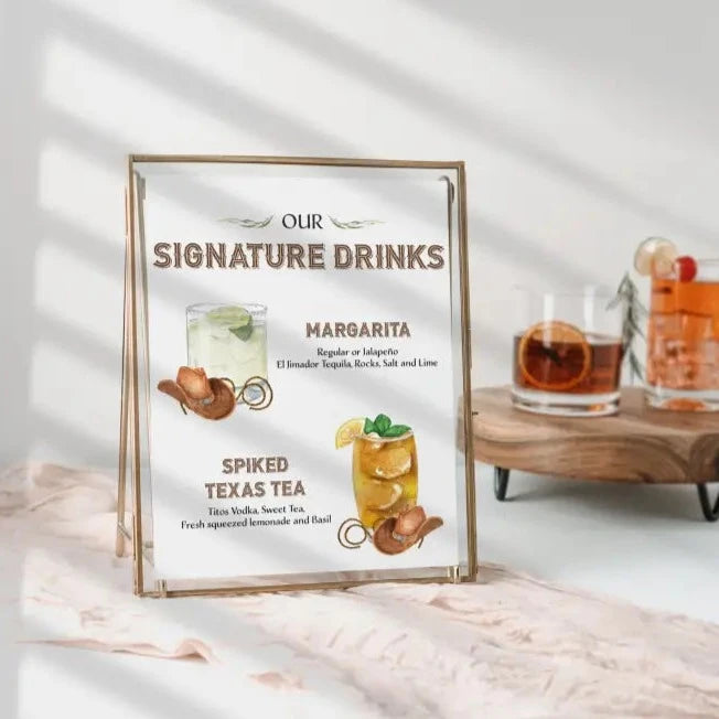 Country Western Signature Drink Sign - Premium from Sugar and Spice Invitations - Just $25! Shop now at Sugar and Spice Paper