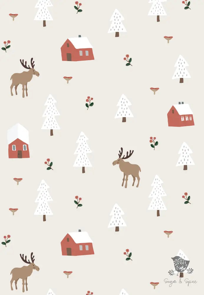 Country Winter Moose Wrapping Paper - Premium Craft Supplies & Tools > Party & Gifting > Packaging & Wrapping from Sugar and Spice Invitations - Just $26.10! Shop now at Sugar and Spice Paper