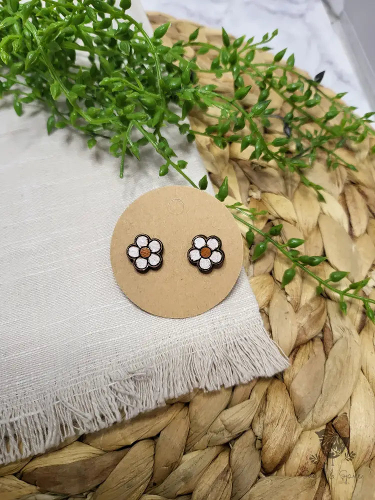 Daisy Flower Boho Wood Stud Earrings - Premium from Sugar and Spice Invitations - Just $6! Shop now at Sugar and Spice Paper