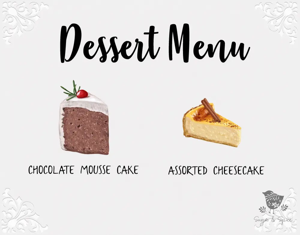Dessert Menu Sign - Premium from Sugar and Spice Invitations - Just $35! Shop now at Sugar and Spice Paper