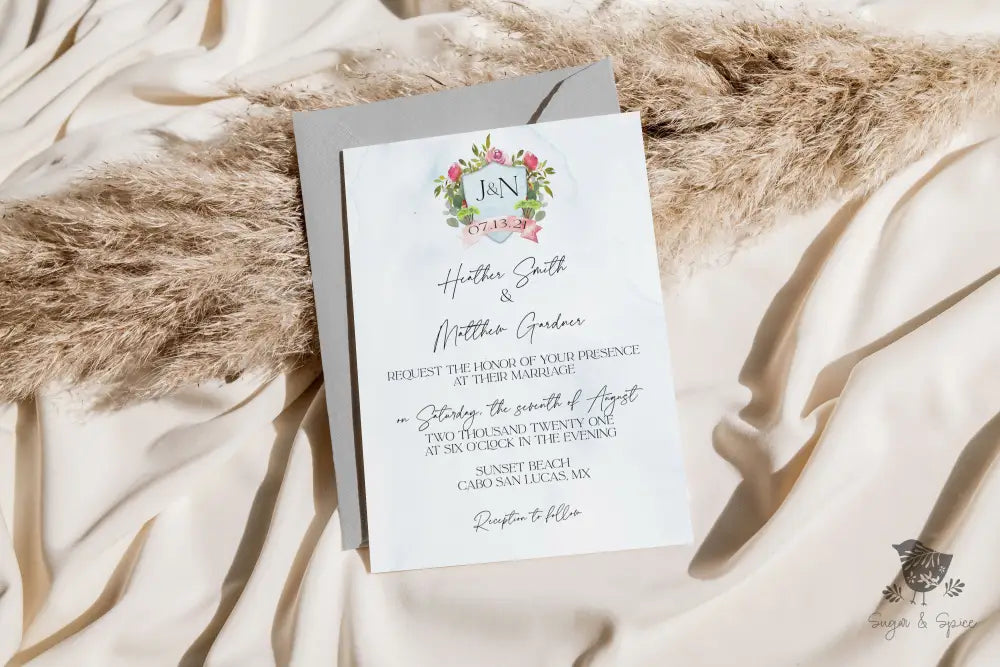 Destination Watercolor Monogram Wedding Invitation Suite - Premium from Sugar and Spice Invitations - Just $2.15! Shop now at Sugar and Spice Paper
