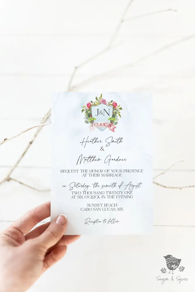 Destination Watercolor Monogram Wedding Invitation Suite - Premium from Sugar and Spice Invitations - Just $2.15! Shop now at Sugar and Spice Paper
