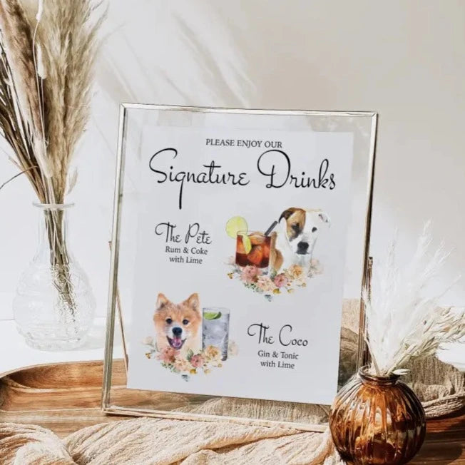 Elegant Floral Pet Drink Sign - Premium  from Sugar and Spice Invitations - Just $35! Shop now at Sugar and Spice Paper