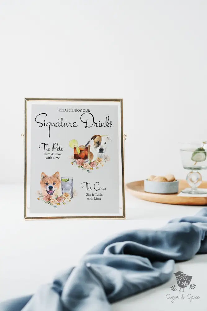 Elegant Floral Pet Drink Sign - Premium  from Sugar and Spice Invitations - Just $35! Shop now at Sugar and Spice Paper