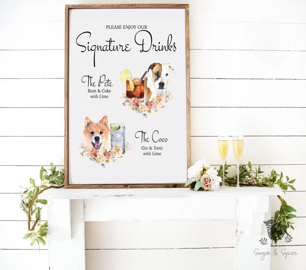 Elegant Floral Pet Drink Sign - Premium  from Sugar and Spice Invitations - Just $35! Shop now at Sugar and Spice Paper