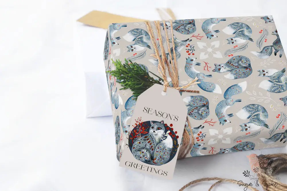 Elegant Fox Christmas Wrapping Paper Roll - Premium Home Decor from Printify - Just $26.10! Shop now at Sugar and Spice Paper