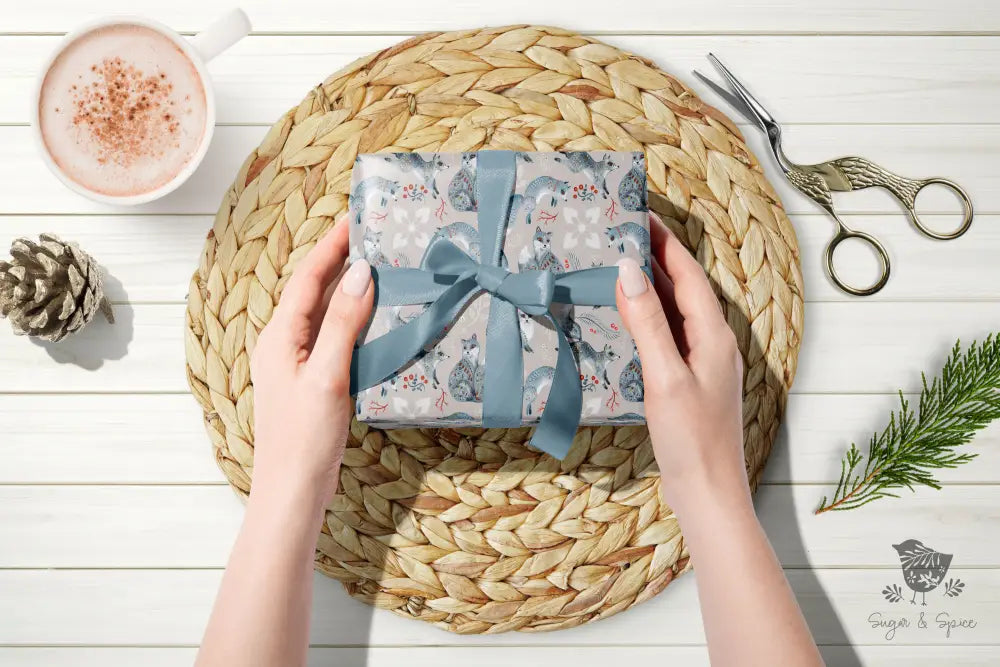 Elegant Fox Christmas Wrapping Paper Roll - Premium Home Decor from Printify - Just $26.10! Shop now at Sugar and Spice Paper