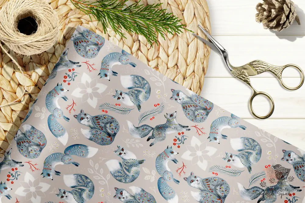Elegant Fox Christmas Wrapping Paper Roll - Premium Home Decor from Printify - Just $26.10! Shop now at Sugar and Spice Paper