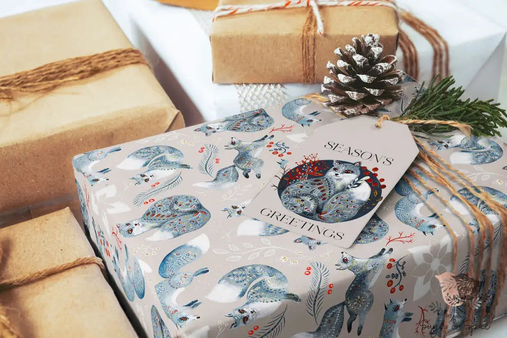 Elegant Fox Christmas Wrapping Paper Roll - Premium Home Decor from Printify - Just $26.10! Shop now at Sugar and Spice Paper